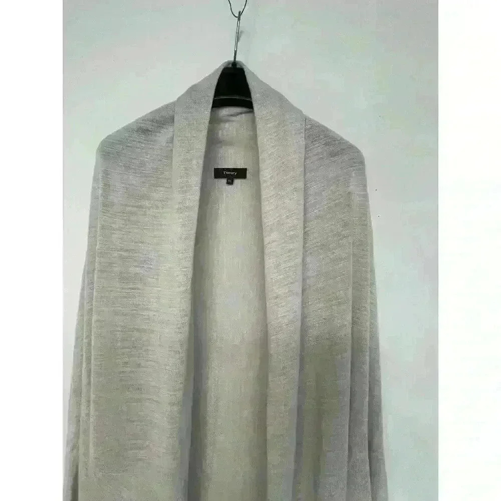 Theory long curved hem cardigan linen blend M/L - Picture 6 of 6